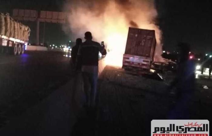 #المصري اليوم -#حوادث - حادث الطريق الدائري الأوسطي في حلوان وتفحم 6 سيارات (فيديو وصور) موجز نيوز