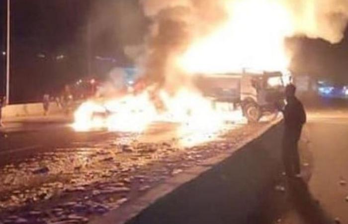 الوفد -الحوادث - مصرع شخصين وإصابة 6 آخرين فى احتراق وتصادم 6 سيارات على دائرى حلوان موجز نيوز