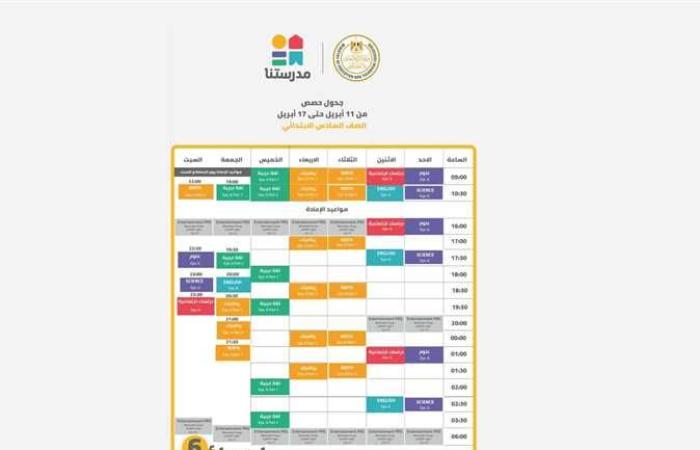 المصري اليوم - اخبار مصر- جدول برامج قناة مدرستنا التعليمية لطلاب المرحلة الابتدائية (الأسبوع 26) موجز نيوز